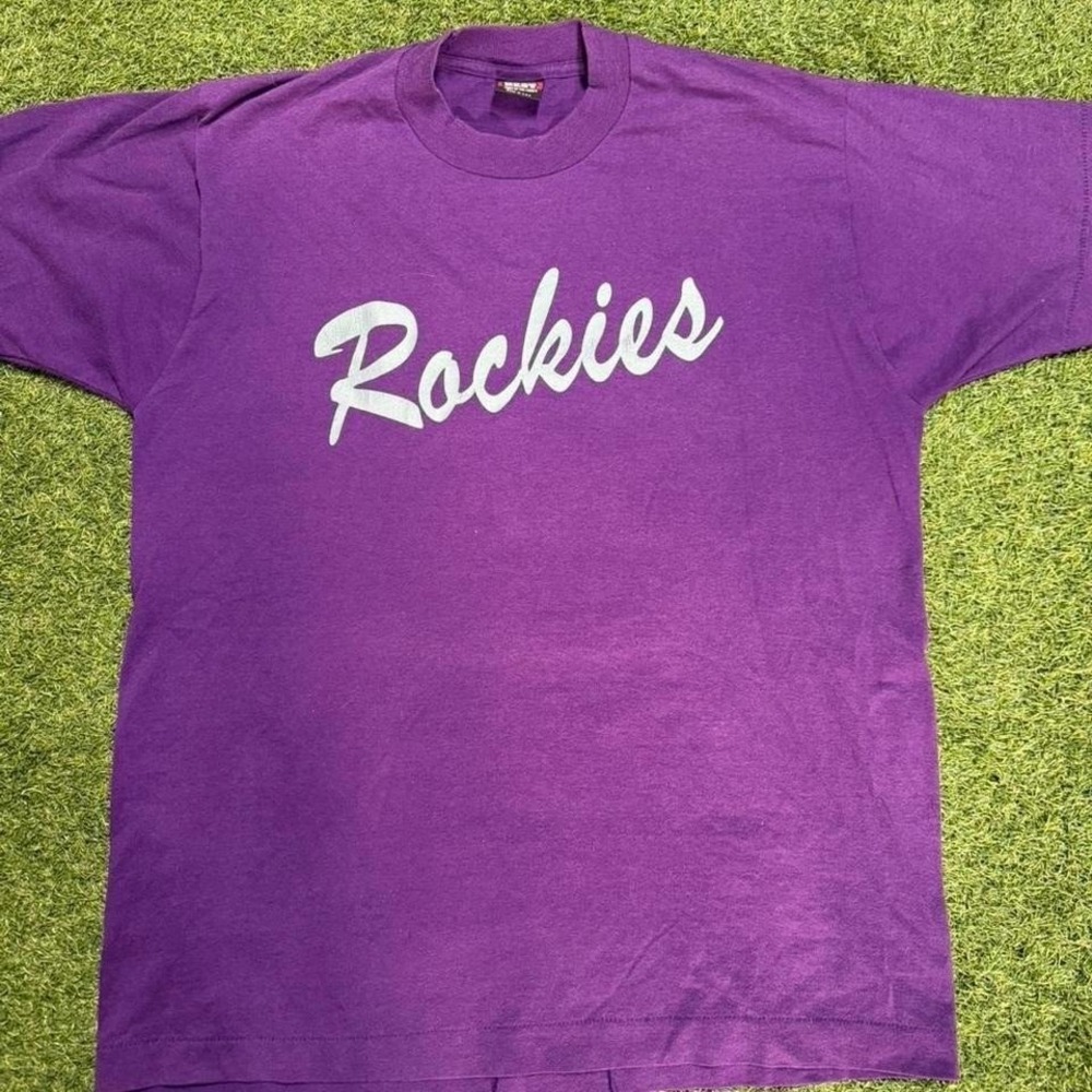 90s purple Colorado Rockies MLB T-Shirt Size L #MLB